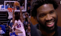 乔尔·恩比德模仿安东尼·爱德华兹的篮板下扣篮：“我最喜欢的三名球员之一”