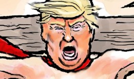 唐纳德·特朗普被钉死在十字架上